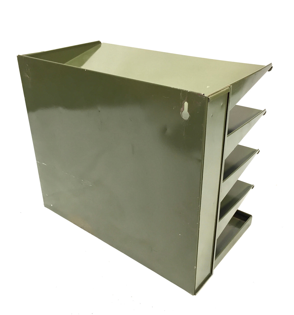 Vintage 1950s "Veteran Series" Desk Green Metal PaperFiling Tray Storage System