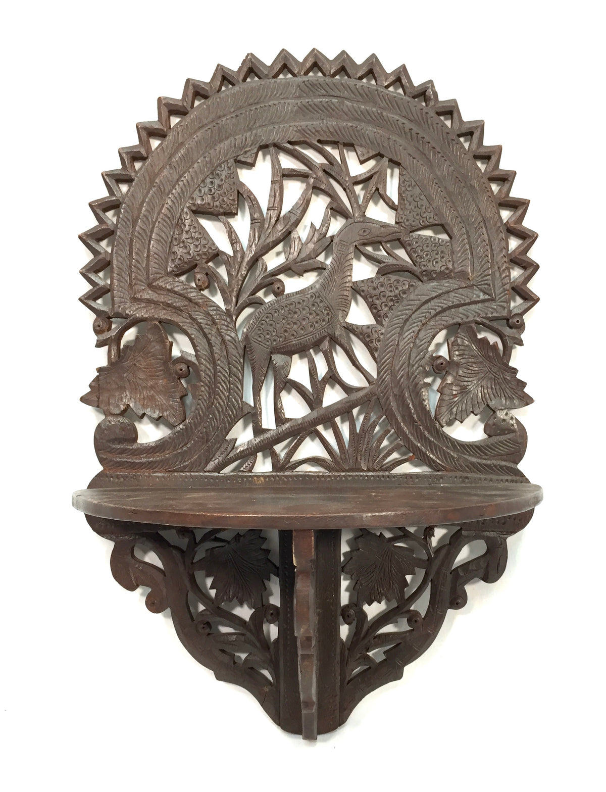 Antique Wall Hanging Hand Carved Wooden Folding Shelf / Display Stand / Vintage