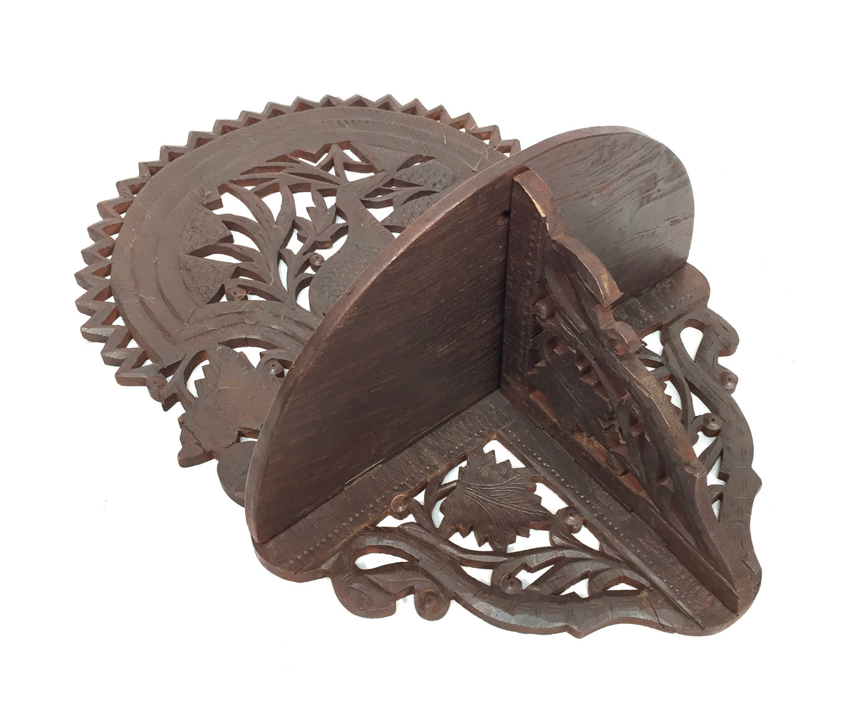 Antique Wall Hanging Hand Carved Wooden Folding Shelf / Display Stand / Vintage