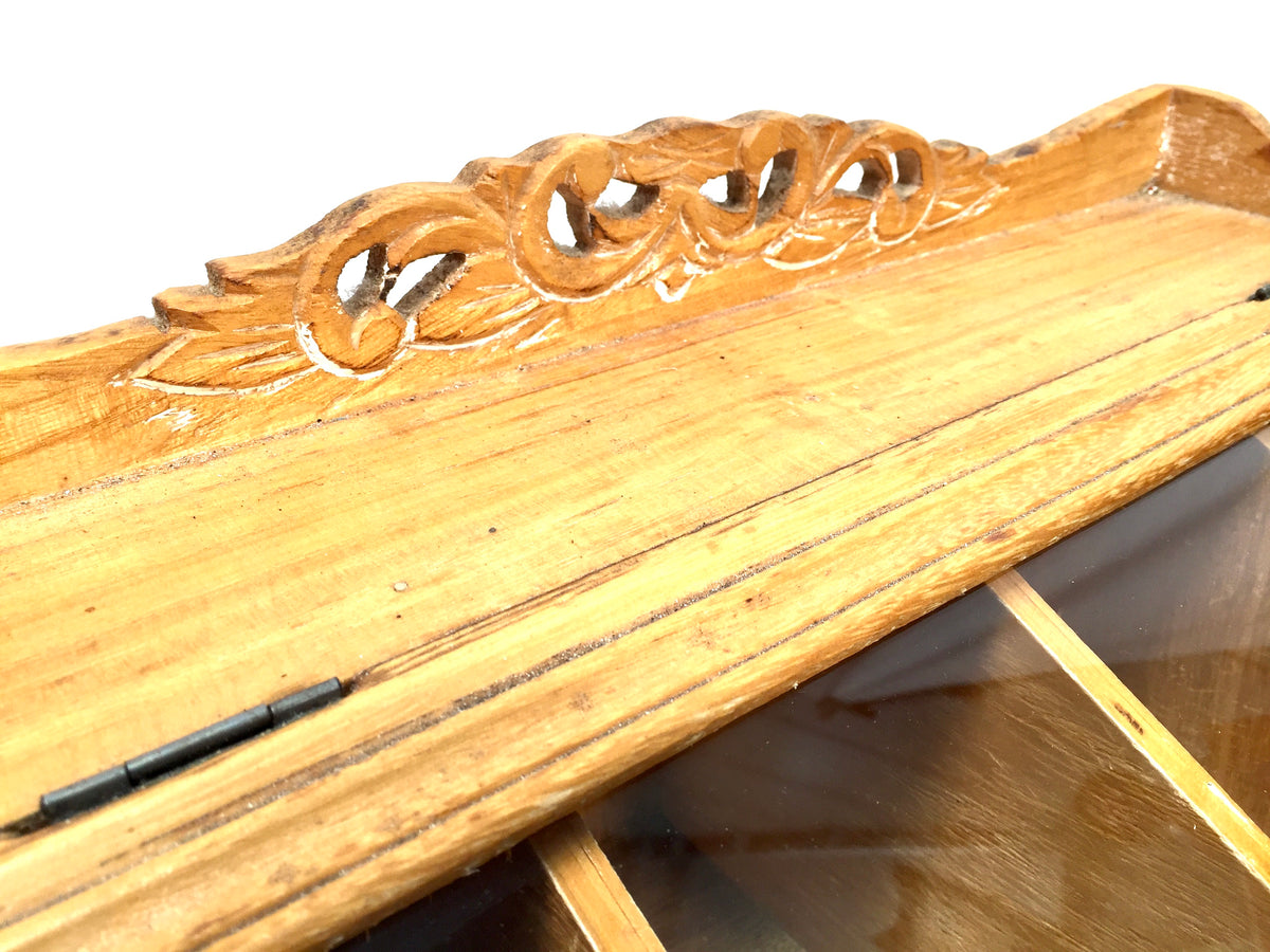 Antique Wooden & Glass Tabletop Haberdashery Shop Display Cabinet Box c.1950