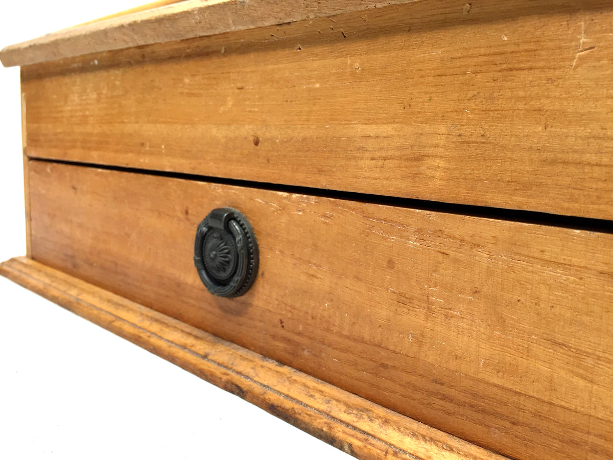 Antique Wooden & Glass Tabletop Haberdashery Shop Display Cabinet Box c.1950