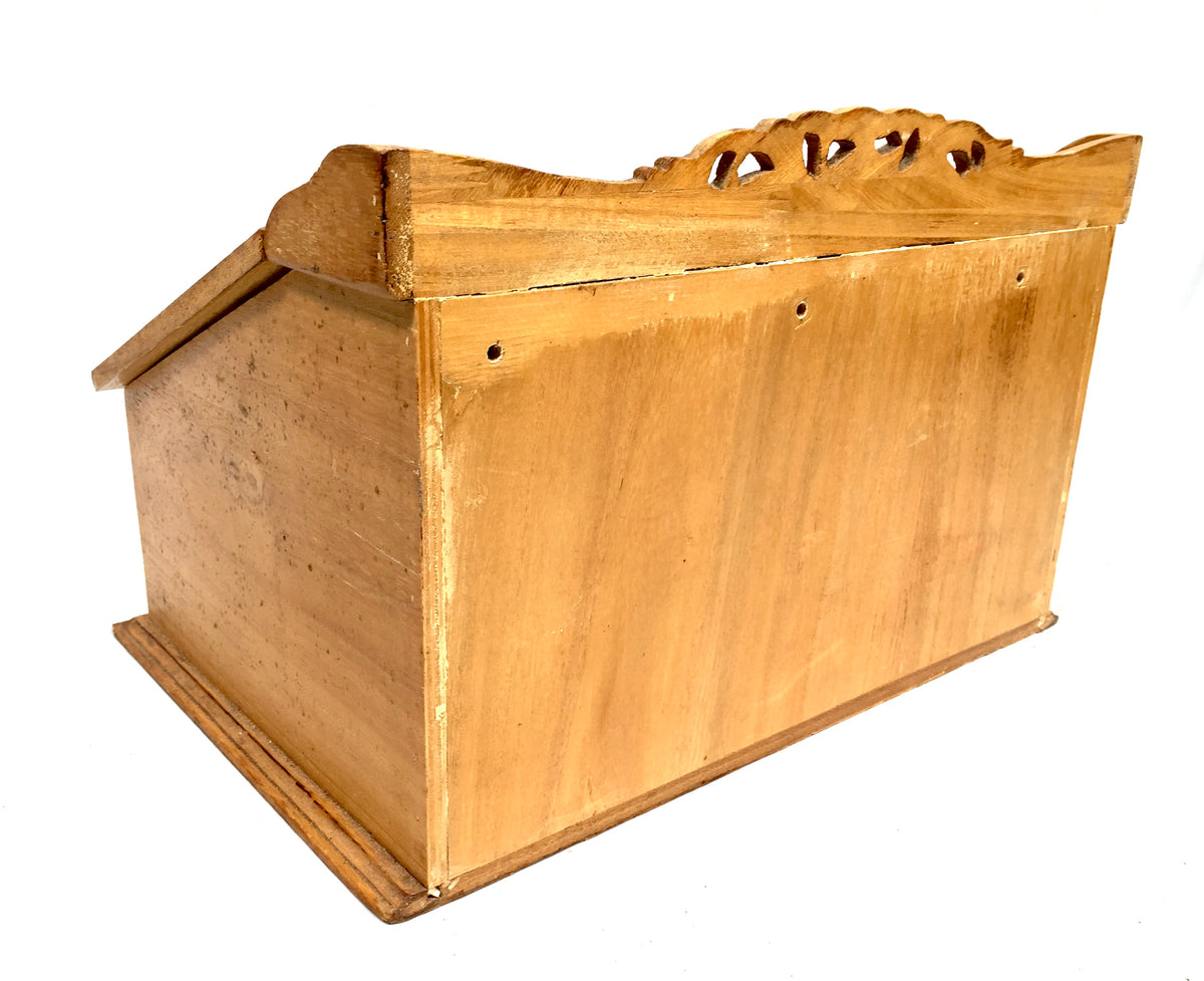 Antique Wooden & Glass Tabletop Haberdashery Shop Display Cabinet Box c.1950