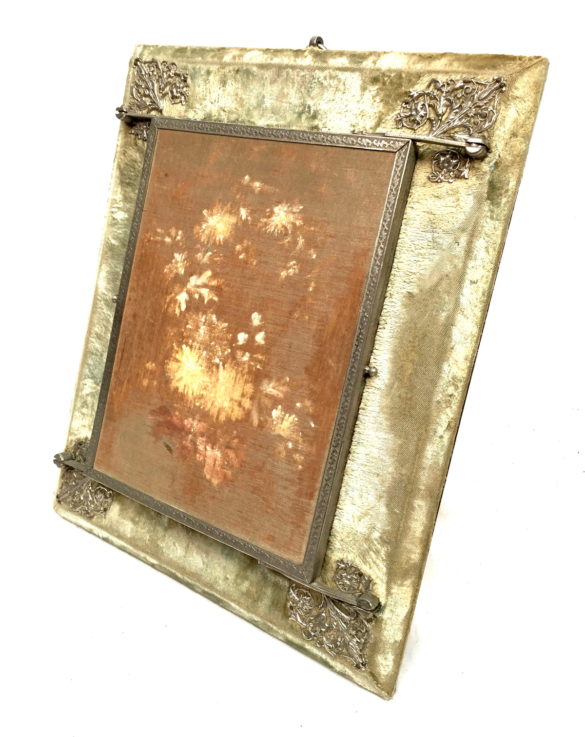 Antique Tabletop Or Wall Victorian Tri-Fold Vanity Mirror Floral Design c.1900