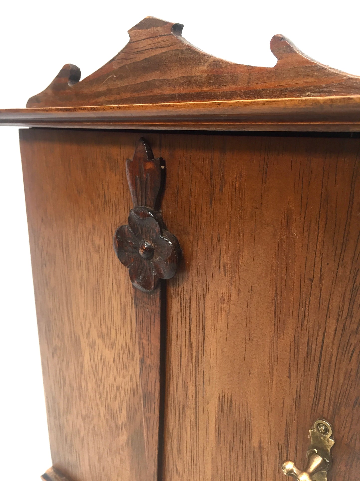 Antique Arts & Crafts Wooden Tabletop / Wall Hanging Cupboard Storage Box c1930