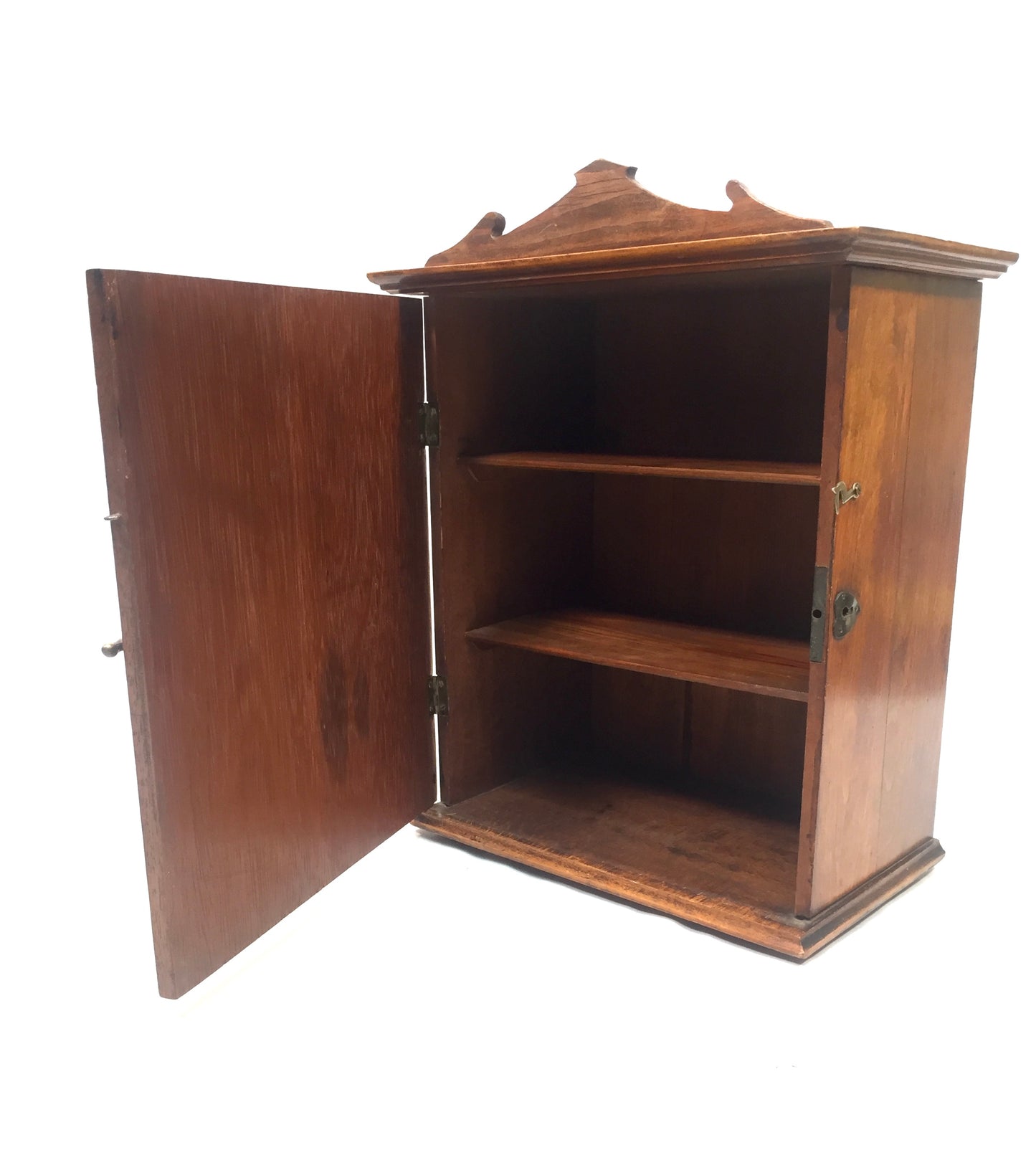 Antique Arts & Crafts Wooden Tabletop / Wall Hanging Cupboard Storage Box c1930