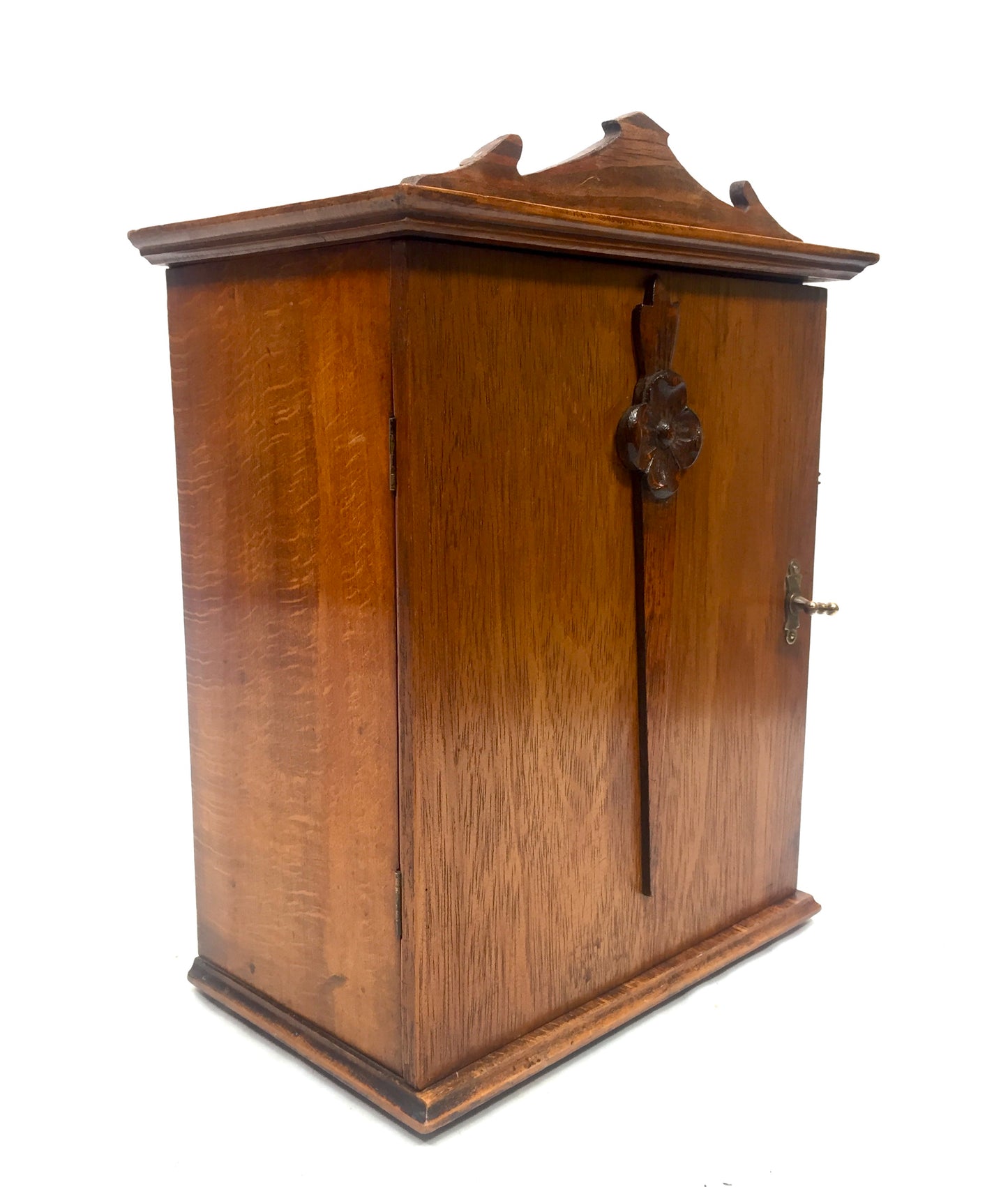 Antique Arts & Crafts Wooden Tabletop / Wall Hanging Cupboard Storage Box c1930