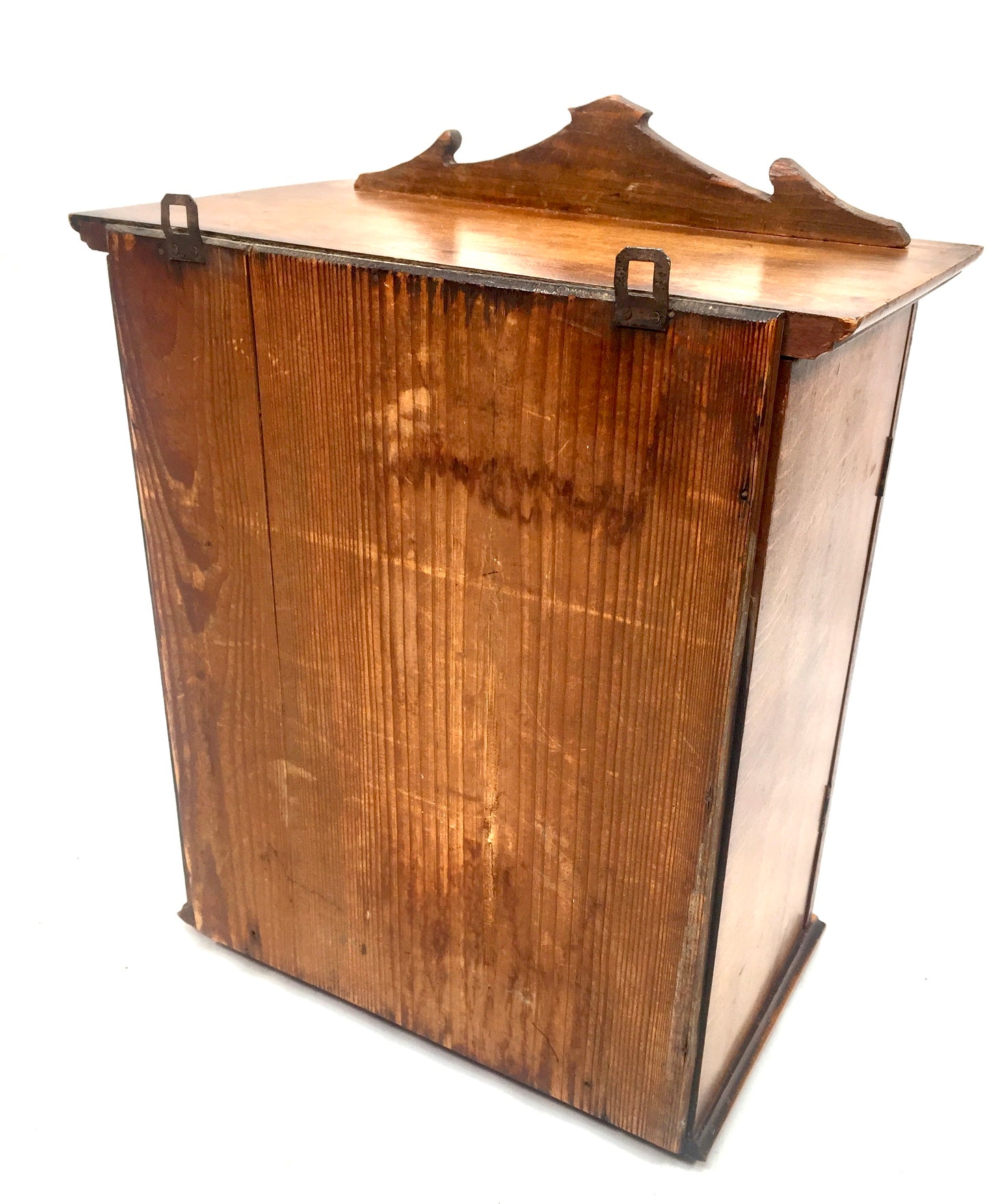 Antique Arts & Crafts Wooden Tabletop / Wall Hanging Cupboard Storage Box c1930