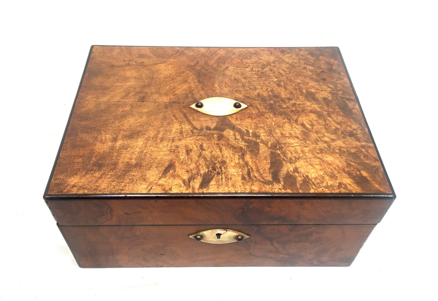 Antique Wooden Walnut Ladies Fitted Sewing Box / Storage Work Chest / Cabinet