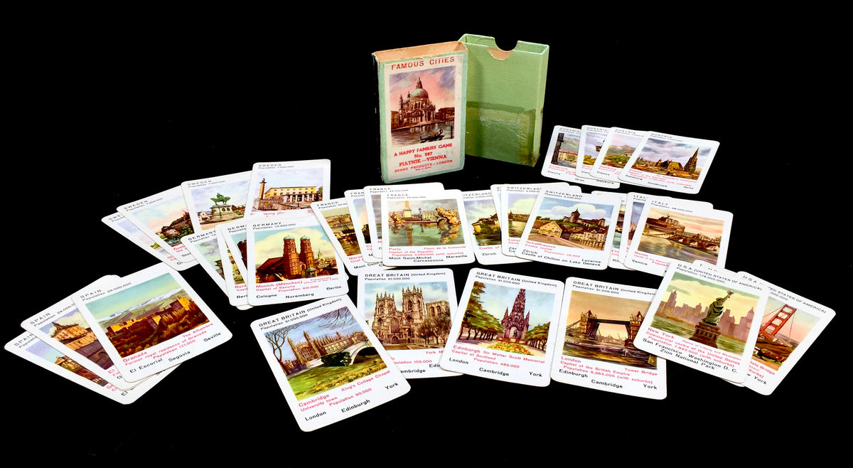 Antique Piatnik Vienna No. 287 Famous Cities Happy Families Card Game Complete