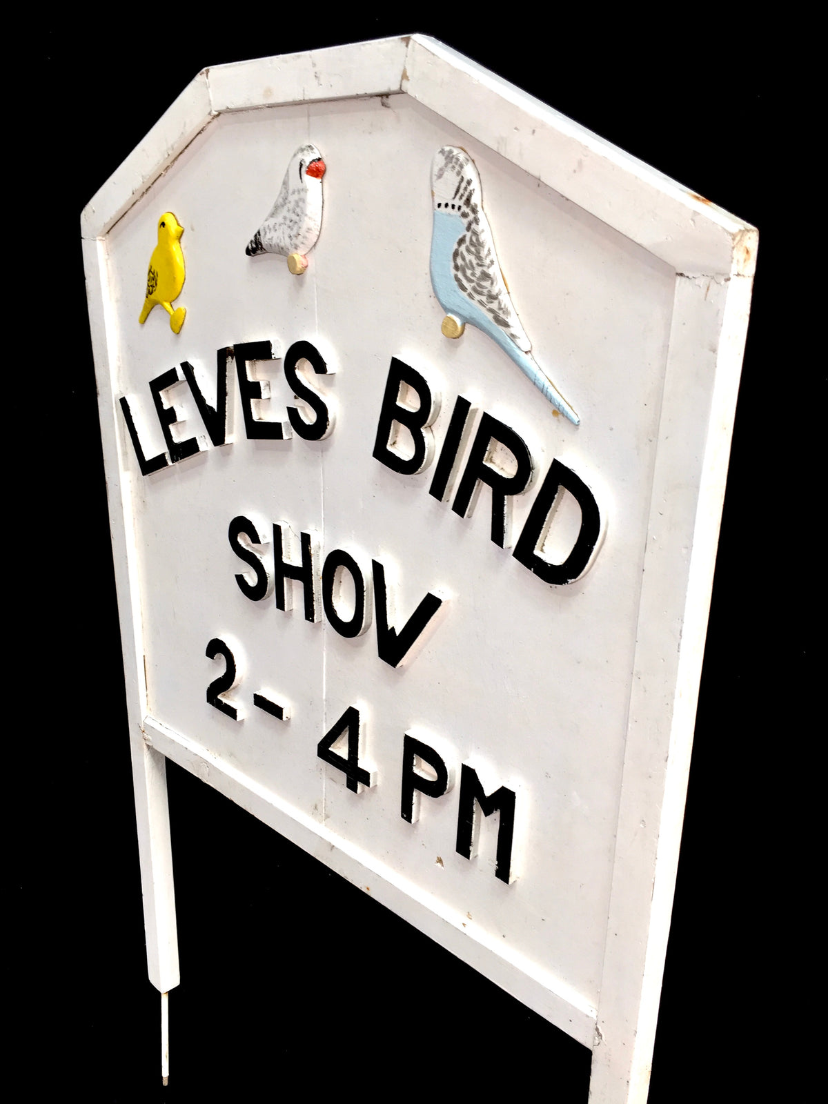 Antique Advertising Large Lewes Bird Show Wooden Outdoor Sign / Sussex England