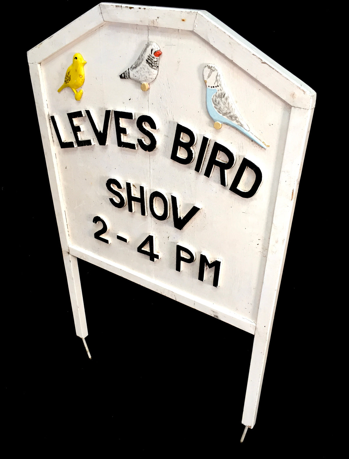 Antique Advertising Large Lewes Bird Show Wooden Outdoor Sign / Sussex England