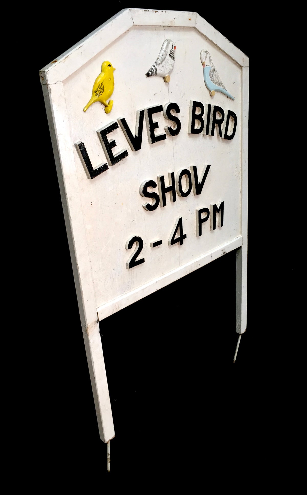 Antique Advertising Large Lewes Bird Show Wooden Outdoor Sign / Sussex England