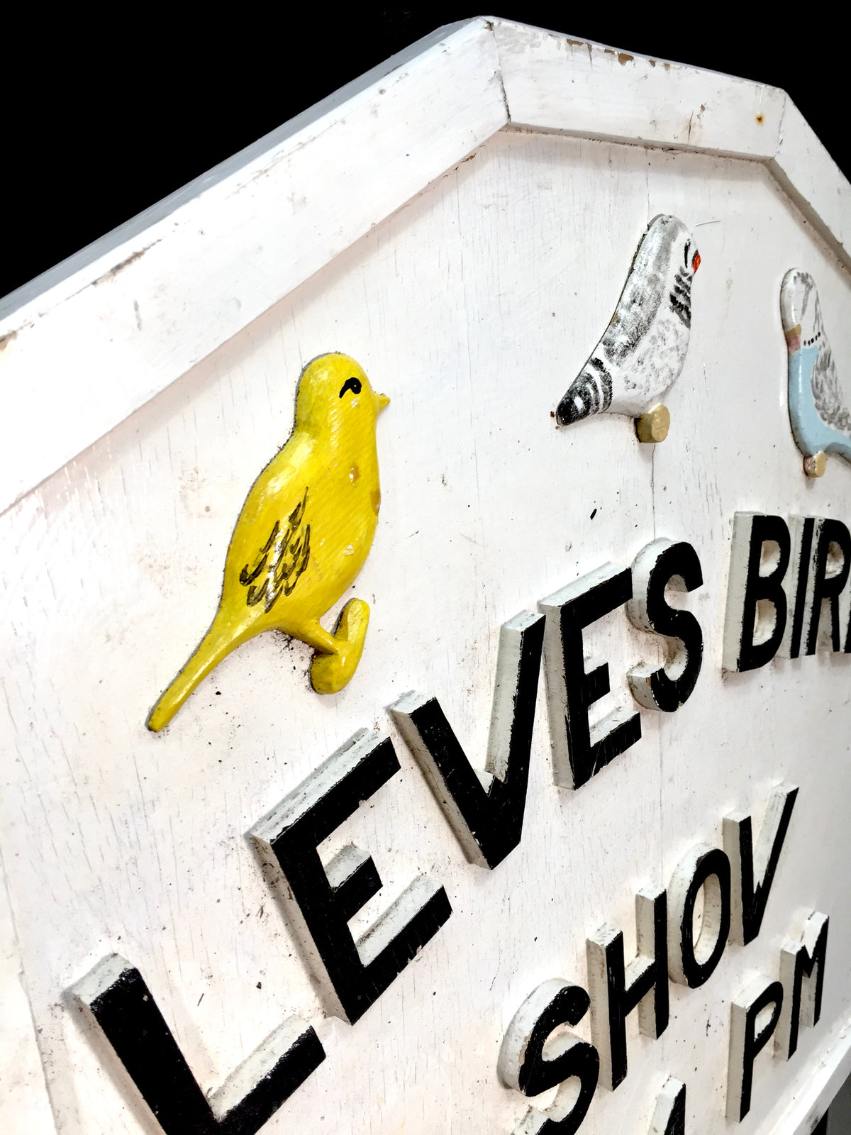 Antique Advertising Large Lewes Bird Show Wooden Outdoor Sign / Sussex England