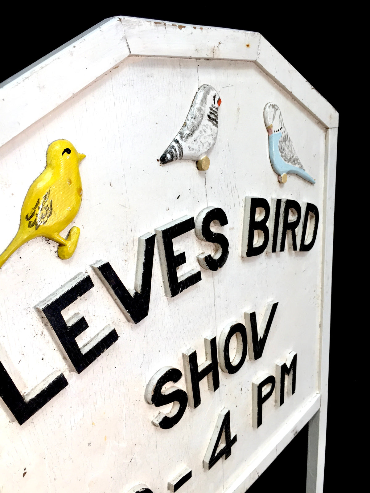 Antique Advertising Large Lewes Bird Show Wooden Outdoor Sign / Sussex England