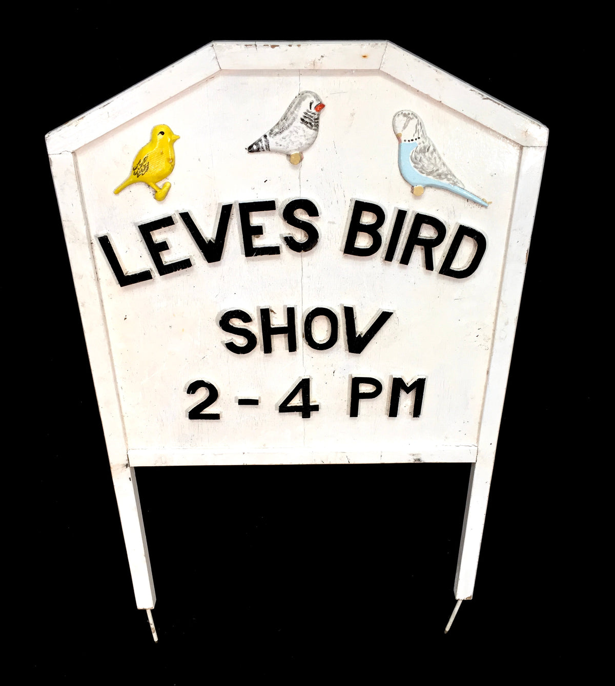 Antique Advertising Large Lewes Bird Show Wooden Outdoor Sign / Sussex England