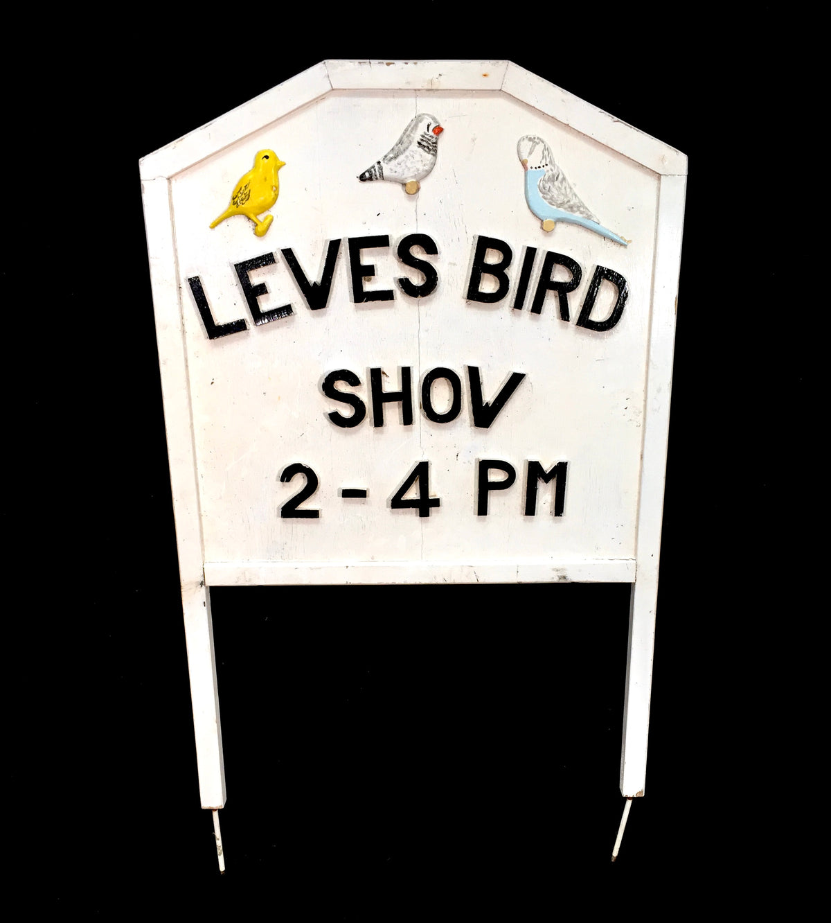 Antique Advertising Large Lewes Bird Show Wooden Outdoor Sign / Sussex England