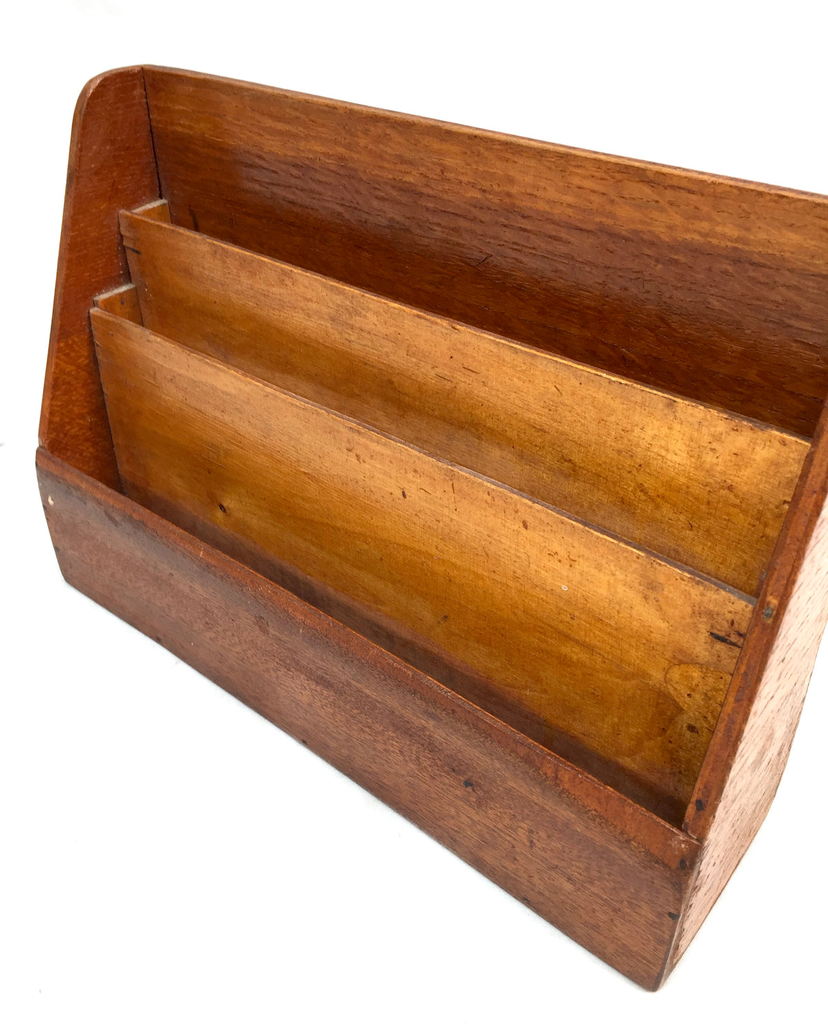 Antique 1950s Wooden Desktop Letter Rack / Stationery Holder / Mid 20th Century