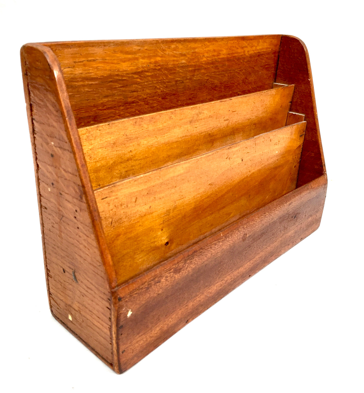 Antique 1950s Wooden Desktop Letter Rack / Stationery Holder / Mid 20th Century