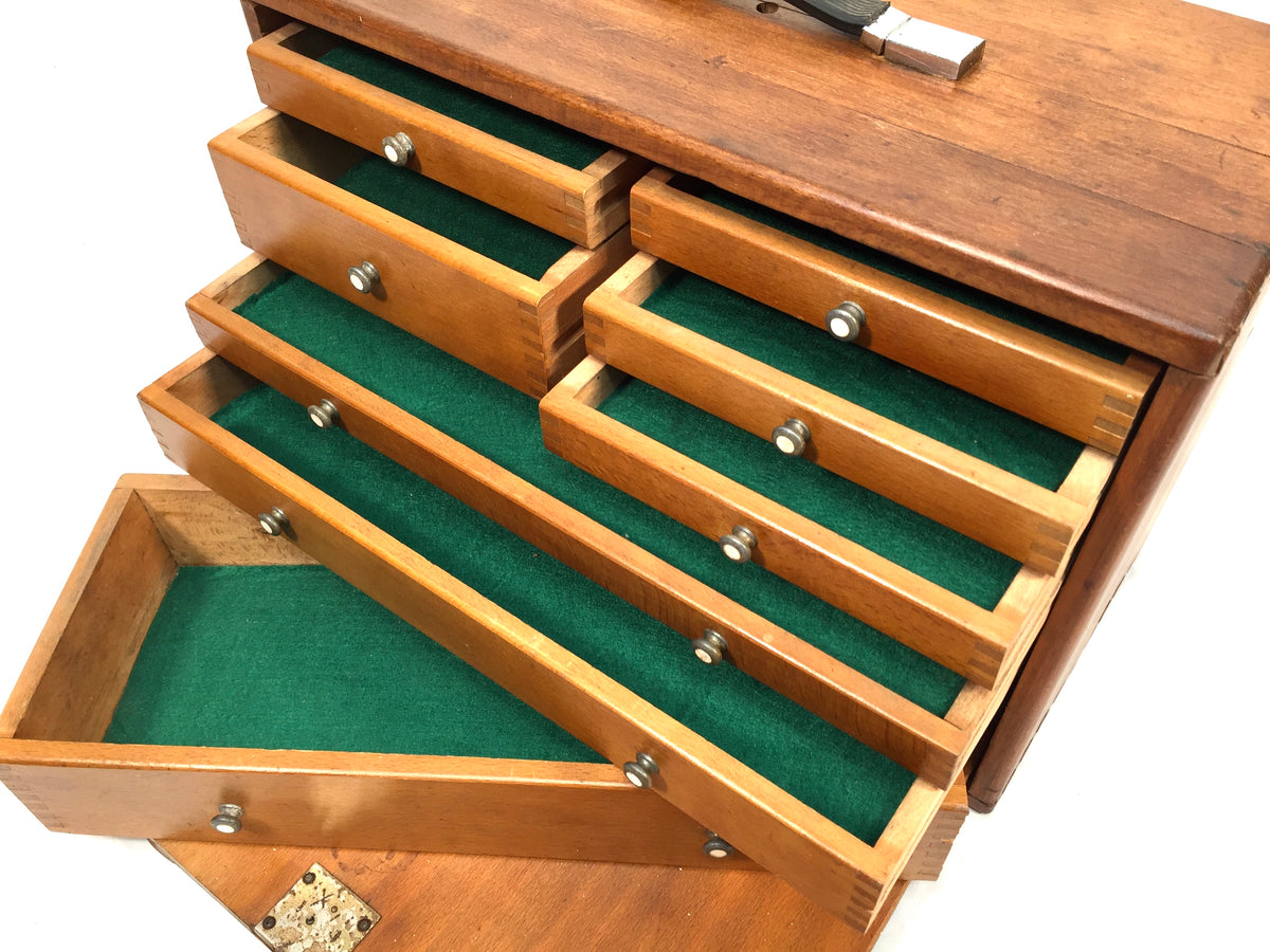 Antique Wooden Engineers Toolbox / Tool Box / Collectors Cabinet c.1950