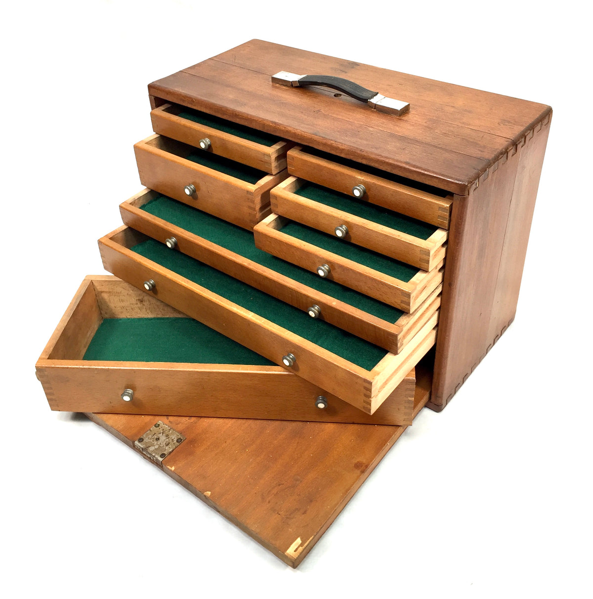 Antique Wooden Engineers Toolbox / Tool Box / Collectors Cabinet c.1950