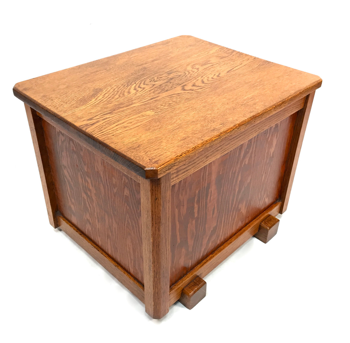 Antique Art Deco 1930s Oak Wooden Coal Box / Purdonium Case With Metal Tin Liner