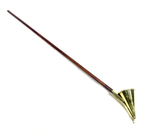 Antique Wood & Brass Church Used Wooden Long-arm Candle Snuffer & Lighter c.1900