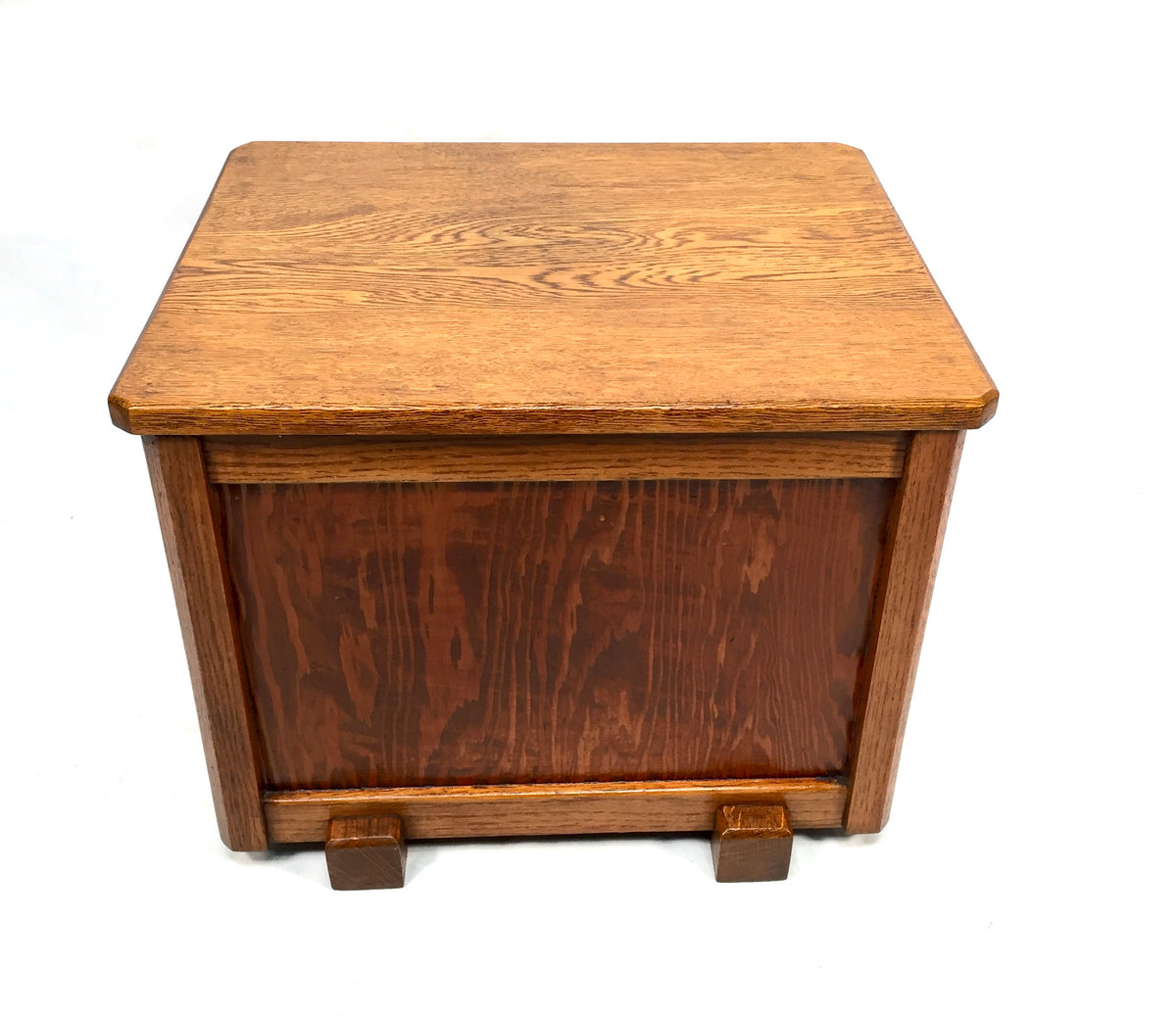 Antique Art Deco 1930s Oak Wooden Coal Box / Purdonium Case With Metal Tin Liner
