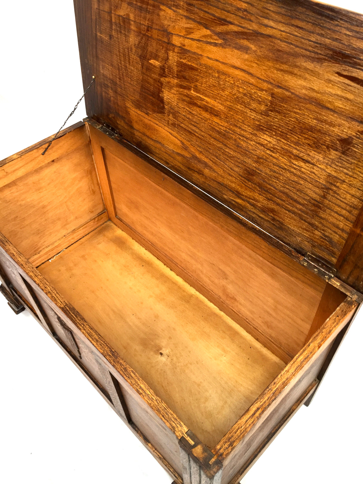 Antique Carved Wooden Oak Storage Blanket Box / Coffer Trunk 20th Century c.1930