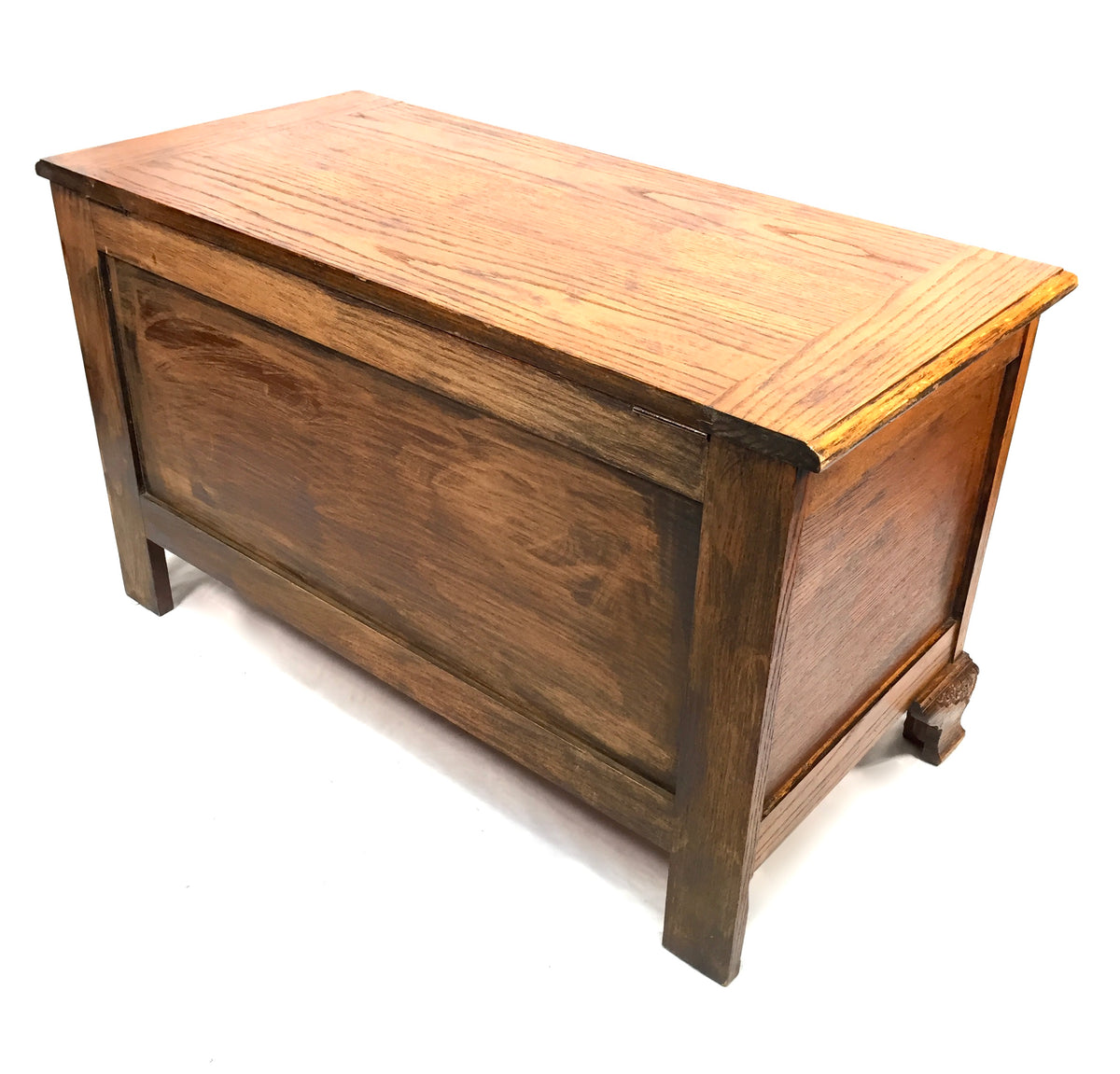 Antique Carved Wooden Oak Storage Blanket Box / Coffer Trunk 20th Century c.1930