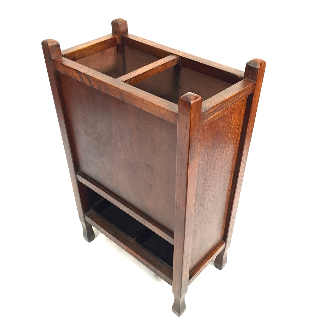 Antique Art Deco Entrance Hall Oak Wooden Stick and Umbrella Stand Holder c.1930