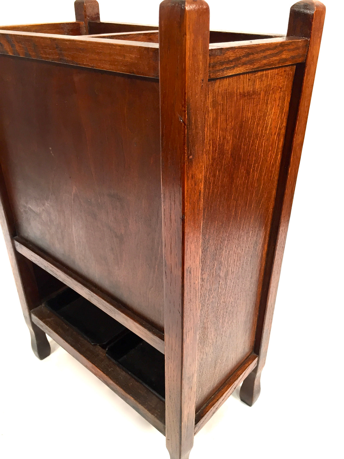 Antique Art Deco Entrance Hall Oak Wooden Stick and Umbrella Stand Holder c.1930
