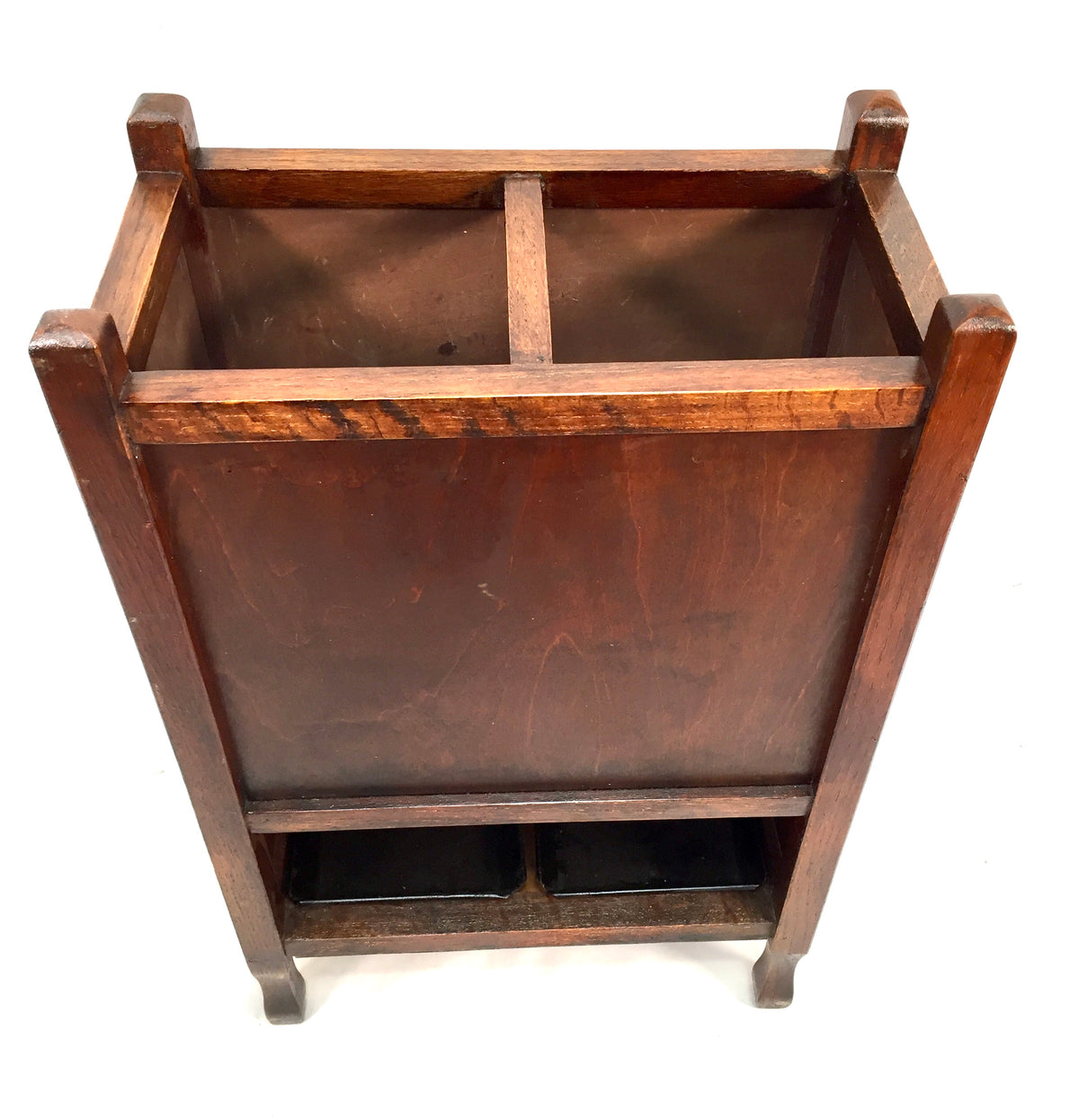 Antique Art Deco Entrance Hall Oak Wooden Stick and Umbrella Stand Holder c.1930