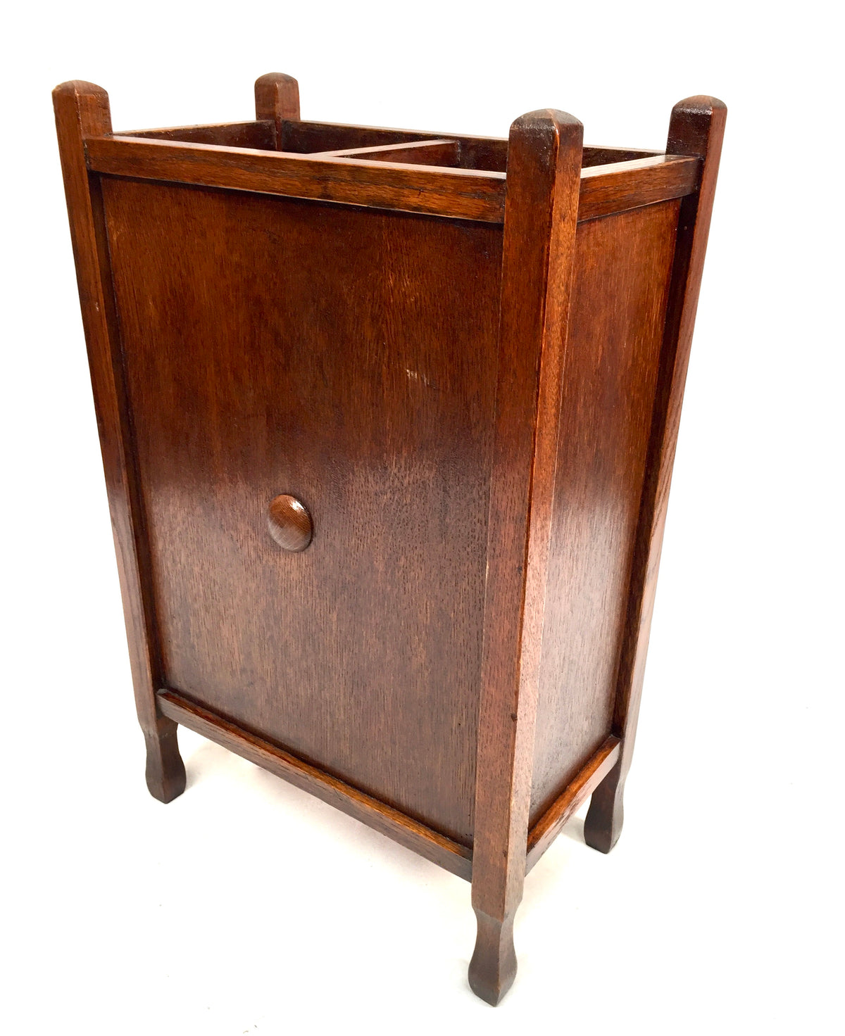 Antique Art Deco Entrance Hall Oak Wooden Stick and Umbrella Stand Holder c.1930