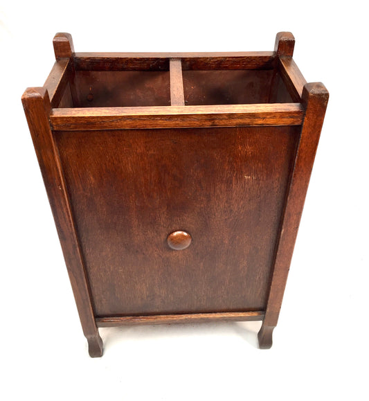 Antique Art Deco Entrance Hall Oak Wooden Stick and Umbrella Stand Holder c.1930