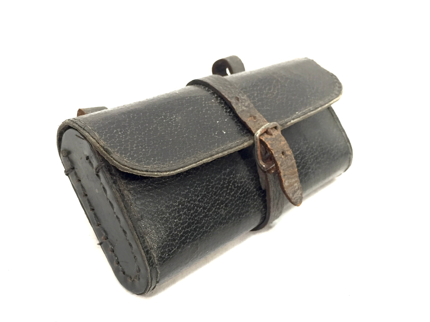 Antique Bicycle Repair Kit in Black Leather Saddle Bag with John Bull Repair Tin