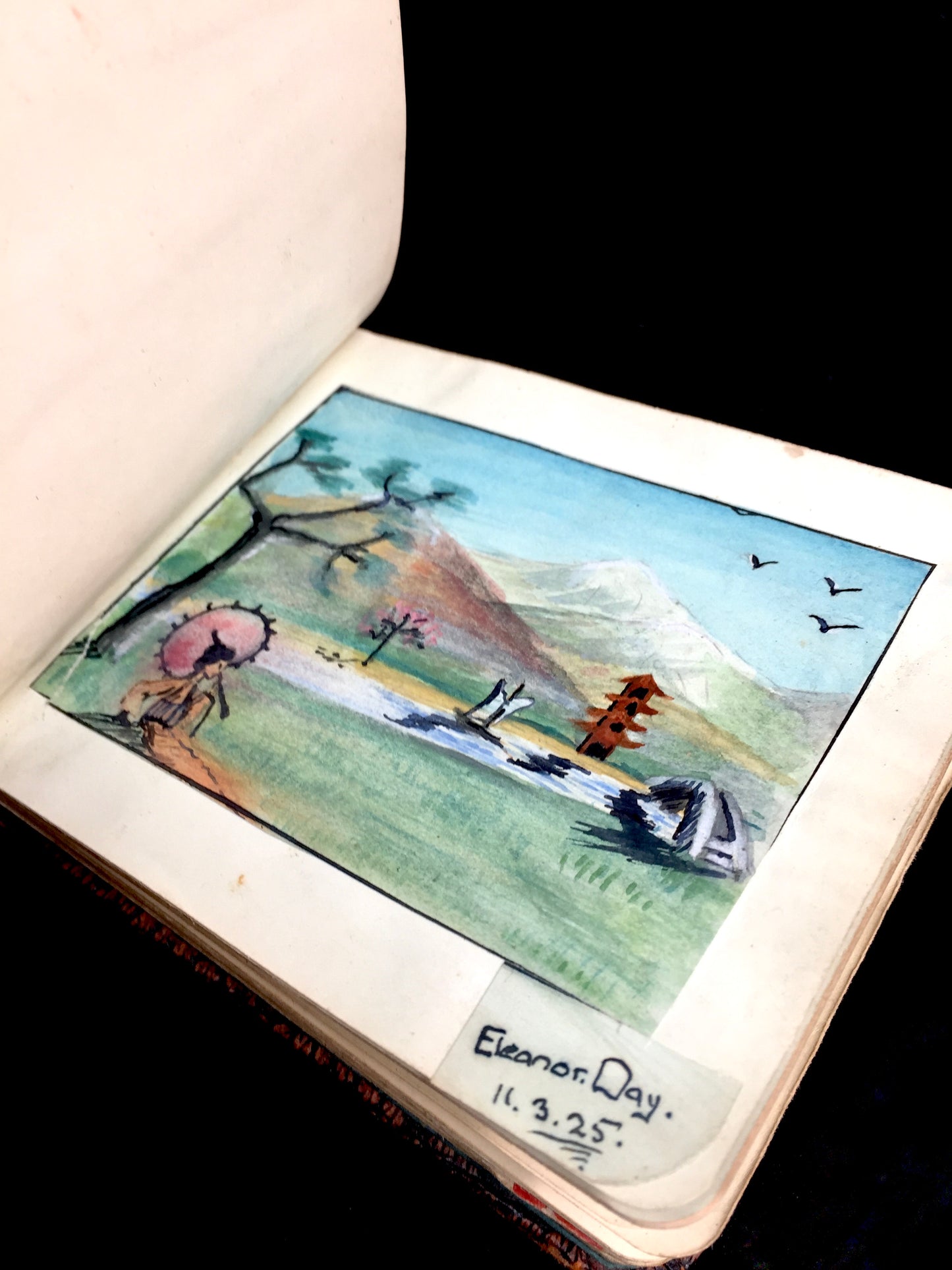 Antique 1920s Personal Artist Sketch Book / & Art Album / Diary with Drawings