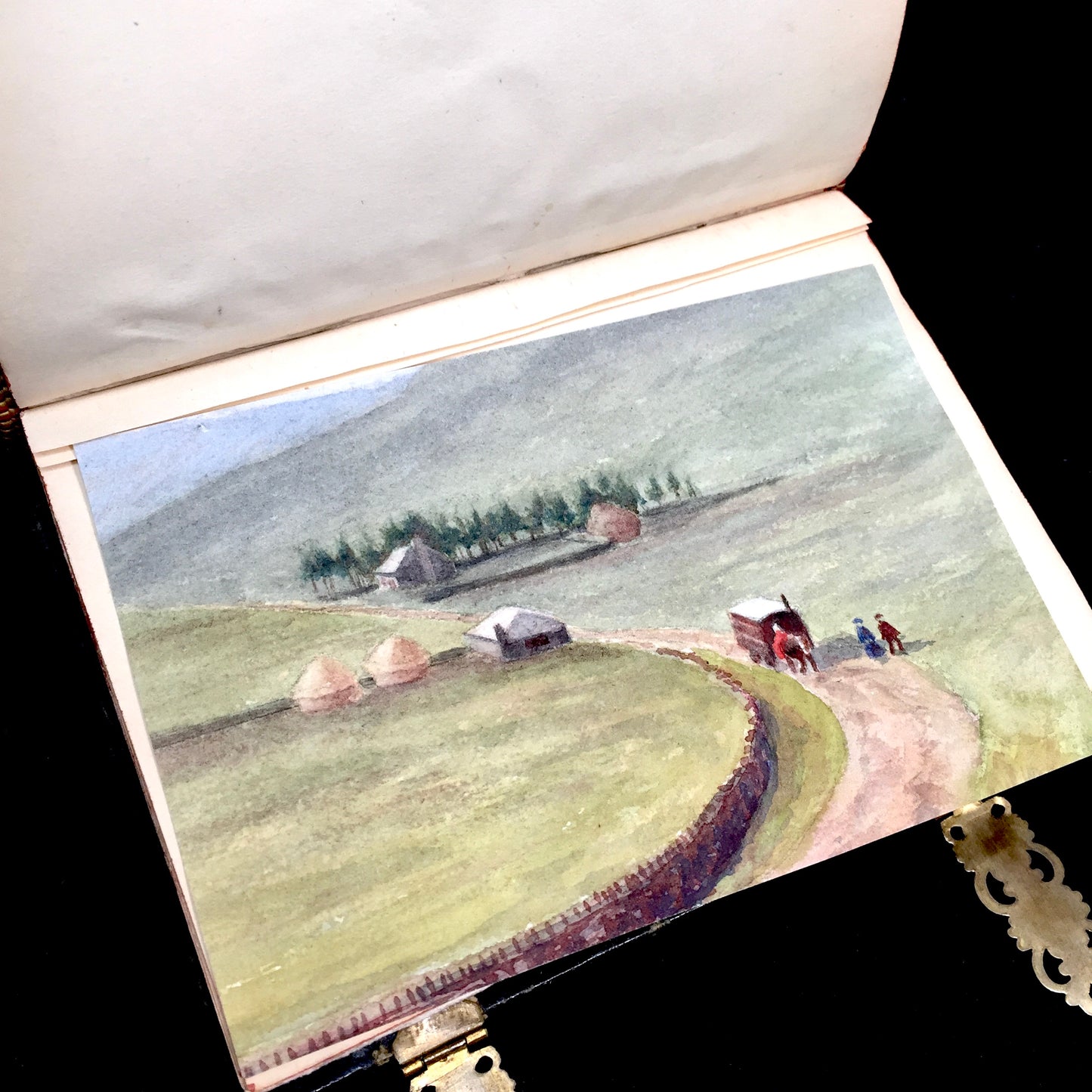 Antique Leather & Brass Personal Artist Sketch Book Art Album / Diary / Journal
