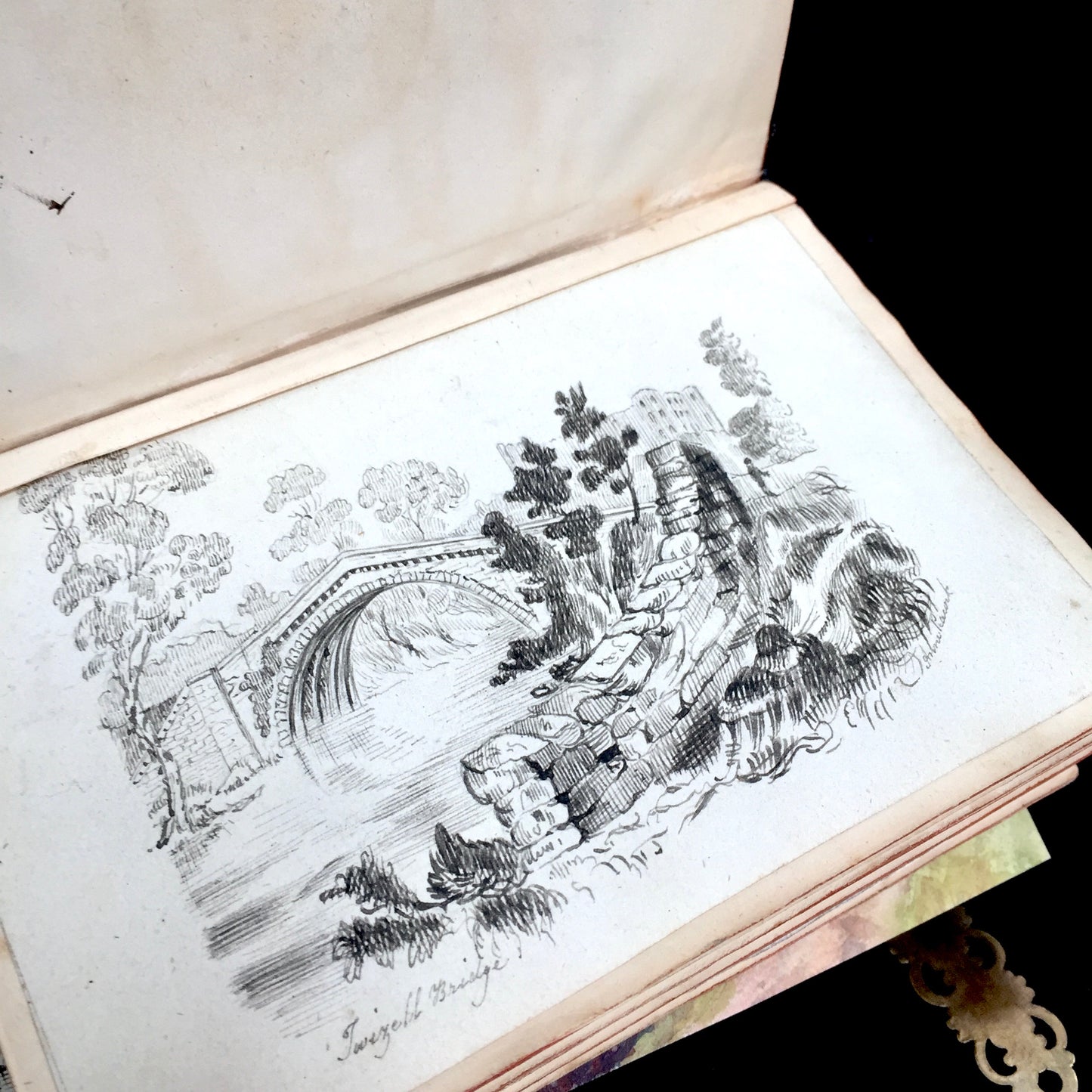 Antique Leather & Brass Personal Artist Sketch Book Art Album / Diary / Journal