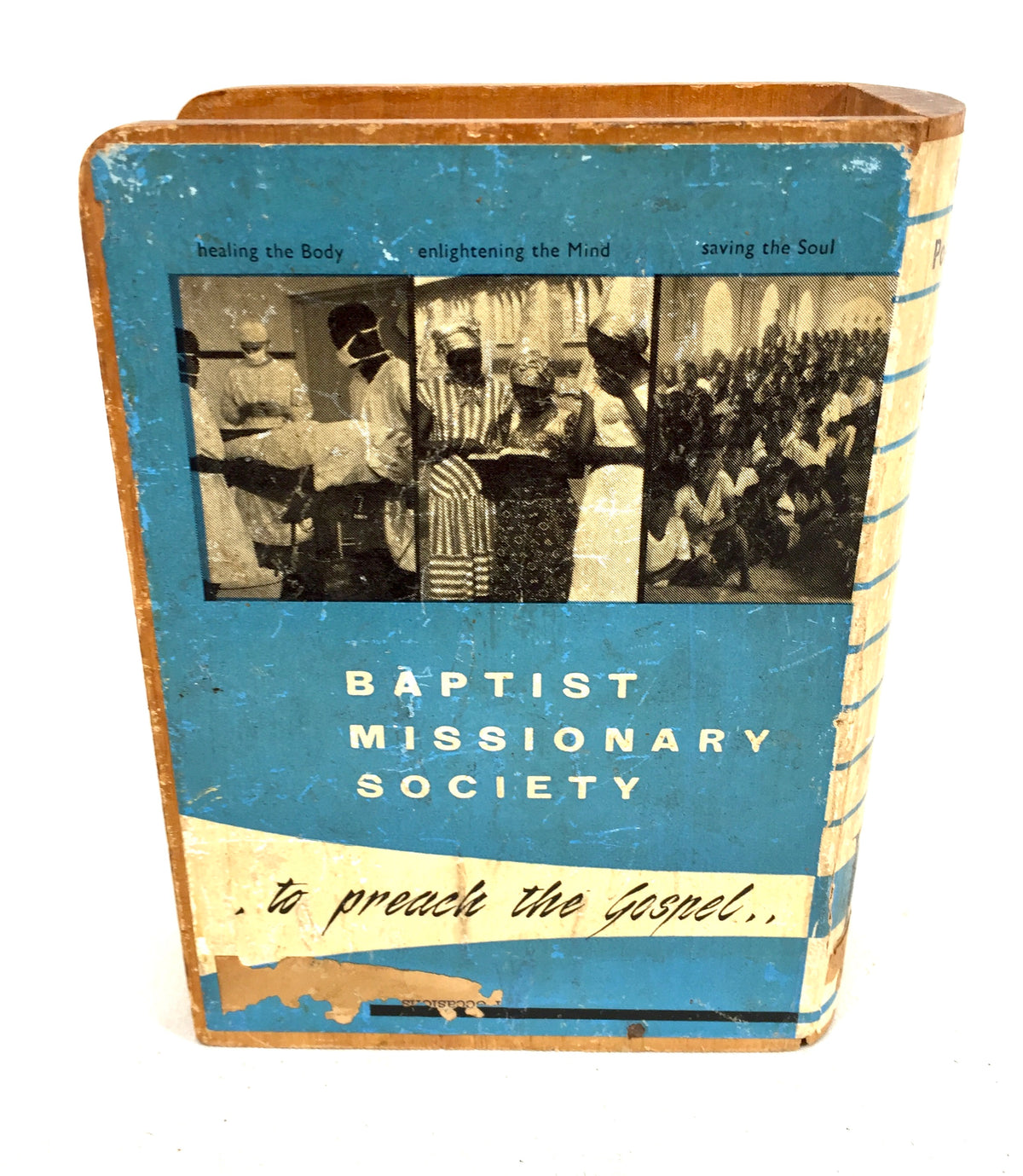 Antique Wooden Baptist Missionary Society Box / Collection / Offering c.1930