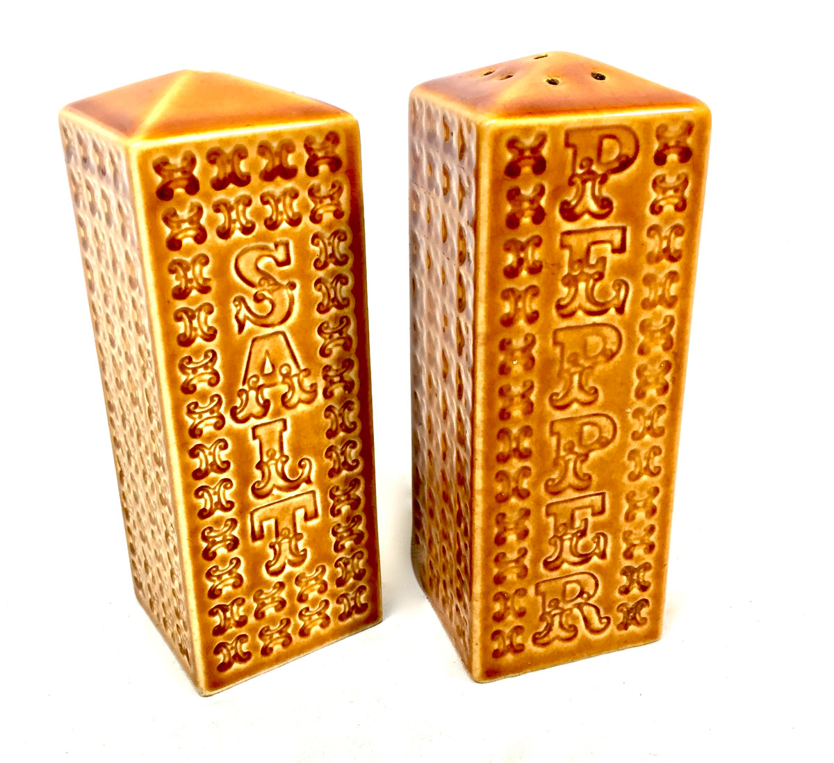 Antique Pair Carlton Ware Ceramic Salt & Pepper Shaker Pots Mid 20th Century