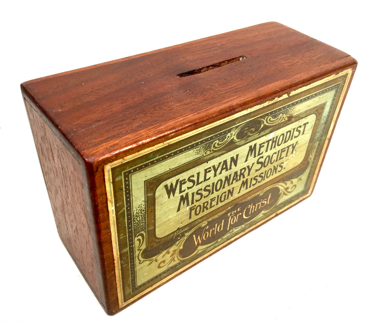 Antique Wooden Wesleyan Methodist Missionary Society Collection Offering Box