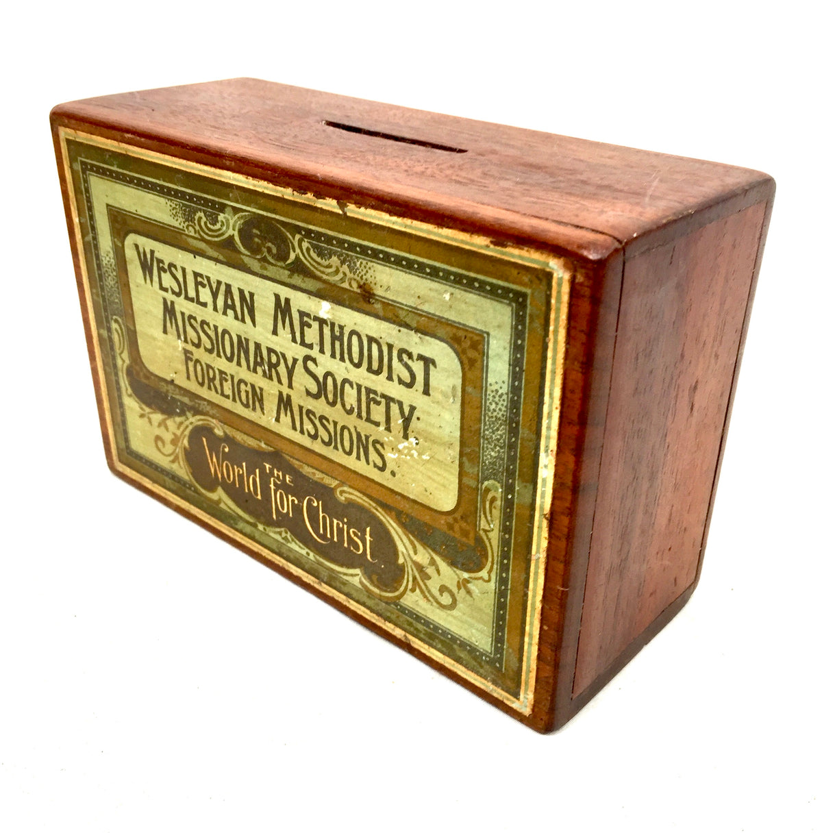 Antique Wooden Wesleyan Methodist Missionary Society Collection Offering Box