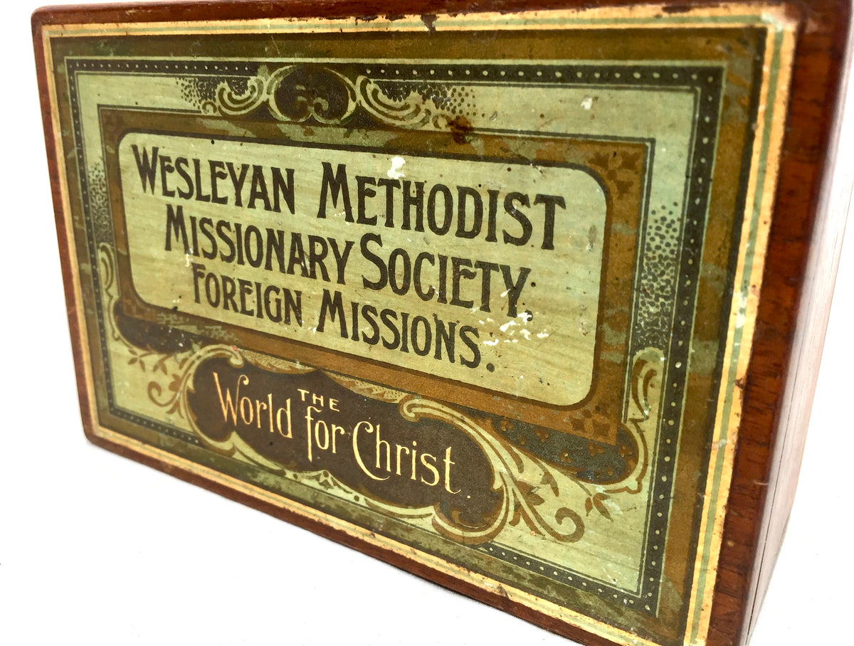Antique Wooden Wesleyan Methodist Missionary Society Collection Offering Box