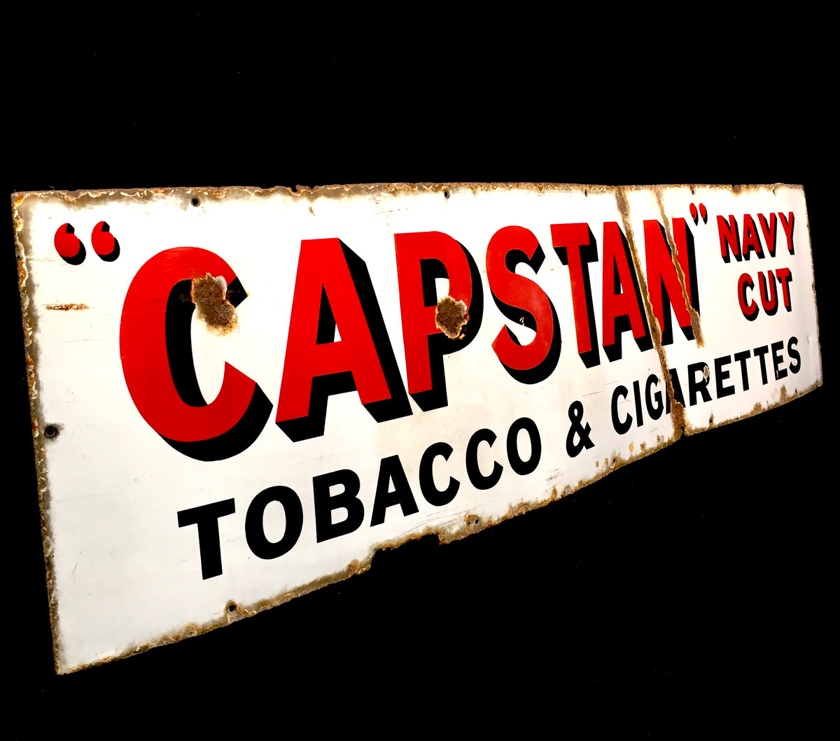 Antique Advertising 1930s Large Enamel Shop Sign for Capstan Navy Cut Cigarettes