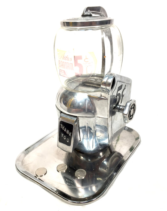 Antique Coin Operated Atlas Bantam 5¢ Peanut Vending Machine Working c.1947