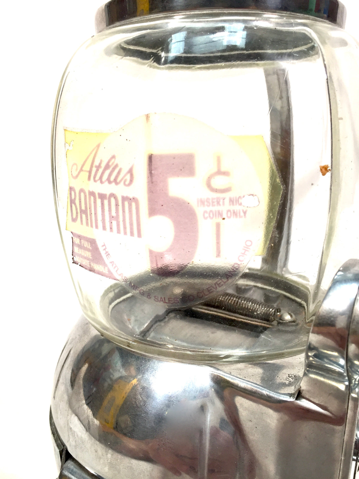 Antique Coin Operated Atlas Bantam 5¢ Peanut Vending Machine Working c.1947