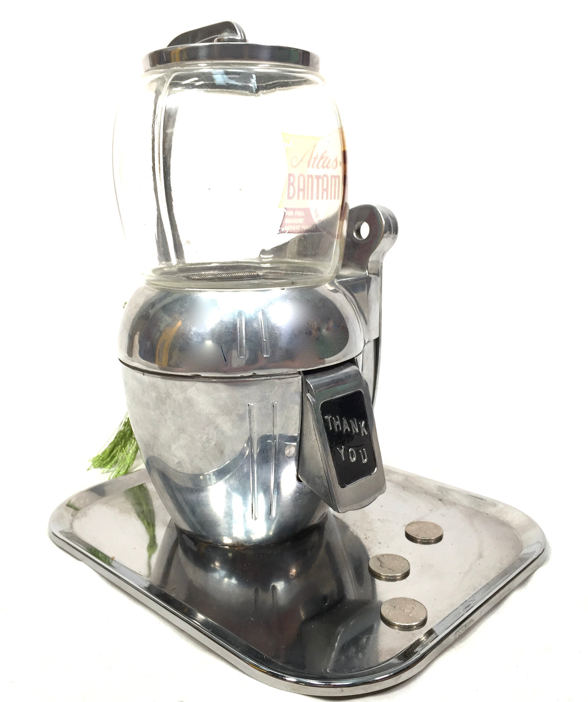 Antique Coin Operated Atlas Bantam 5¢ Peanut Vending Machine Working c.1947