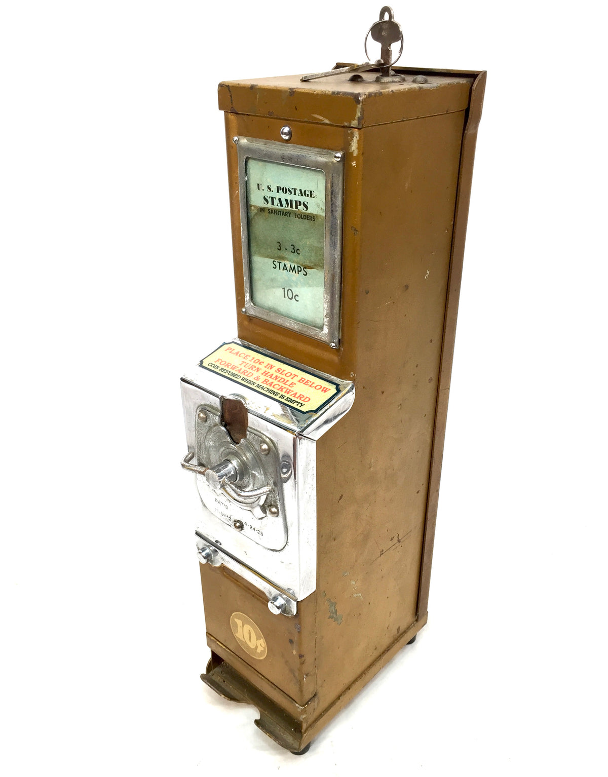 Antique 1930s Coin-operated U.S. Postage Stamp Vending Machine / Working & keys