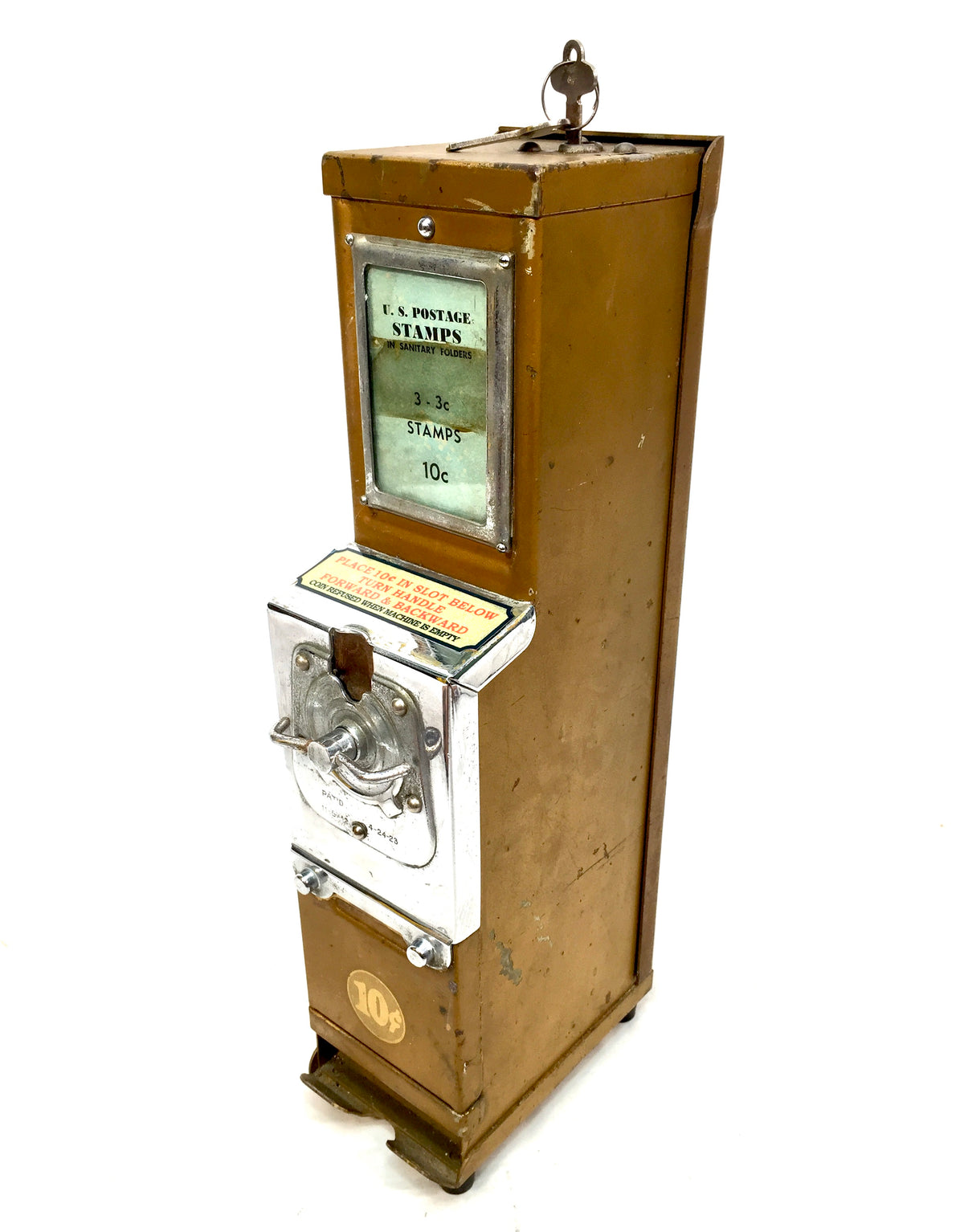 Antique 1930s Coin-operated U.S. Postage Stamp Vending Machine / Working & keys