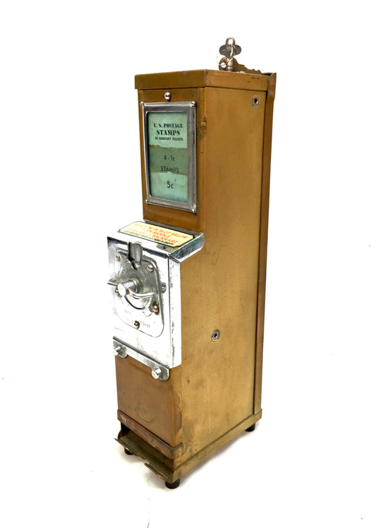 Antique 1930s Coin-operated U.S. Postage Stamp Vending Machine / Working & keys